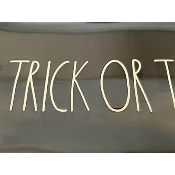 Rae Dunn Vintage Trick Or Treat Black White Platter- M Stamped HTF - Picture 4 of 5